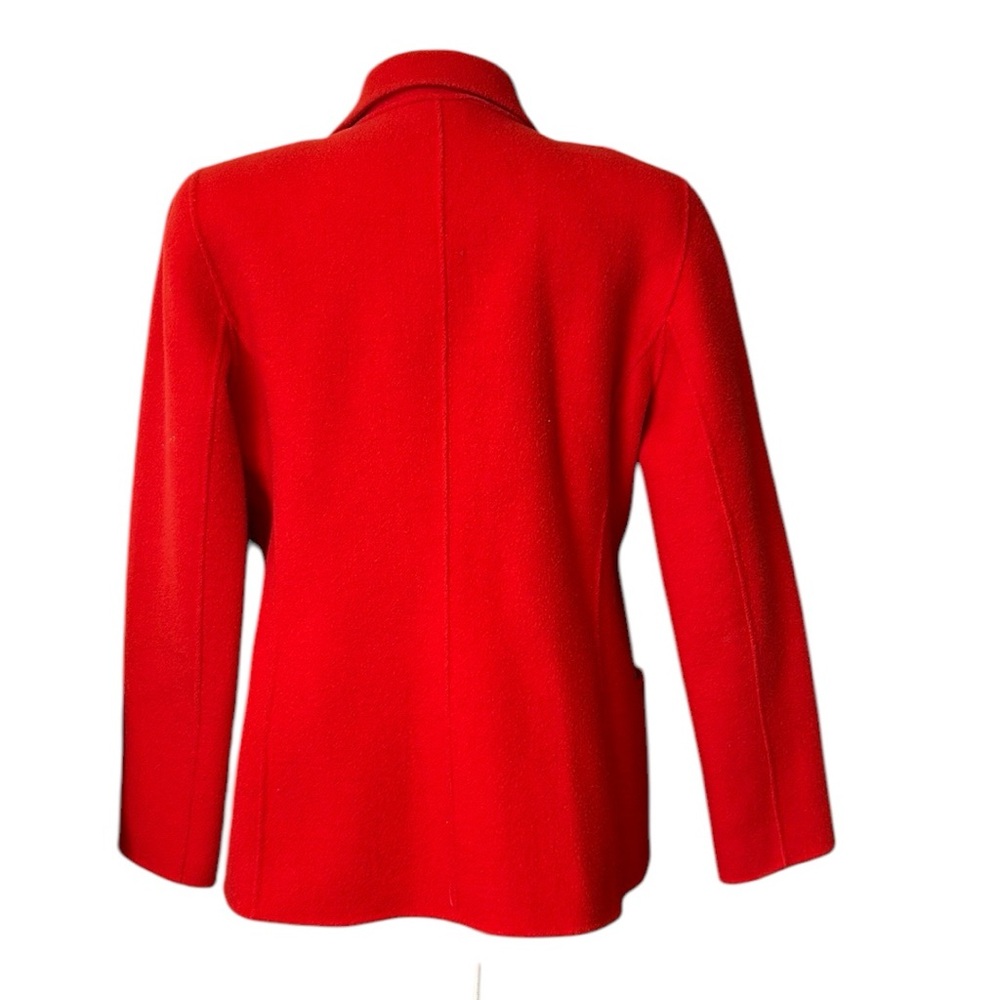 AK Anne Klein Red Woolโ Blend Open Front Blazer Pockets Thick Festive Holiday L - Picture 4 of 17